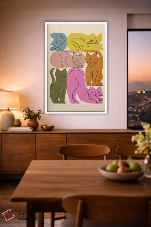 تابلو مینیمال دسته گربه ها یک اثر رنیا ال. تول - D1W