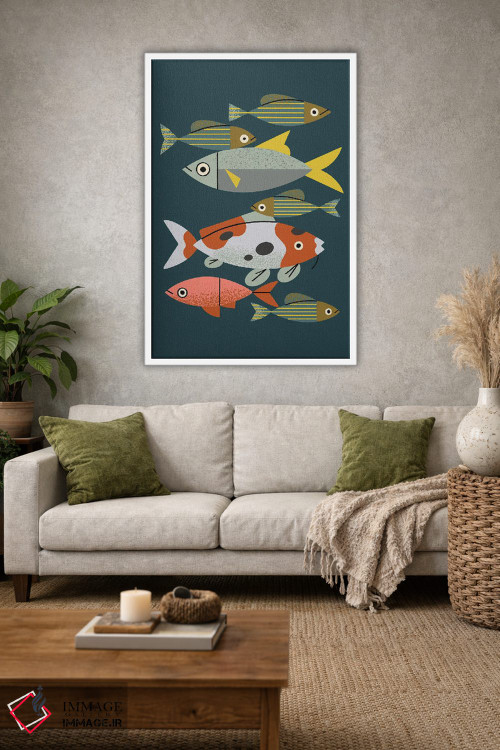 تابلو مینیمال ماهی های برکه اثر رنیا ال. تول - D1W