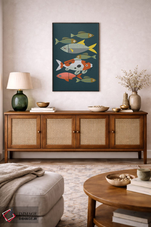 تابلو مینیمال ماهی های برکه اثر رنیا ال. تول - D3B