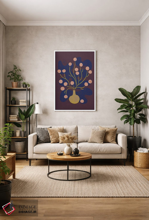 تابلو مینیمال طبیعت بی جان گل گرد اثر رنیا ال. تول - D1W