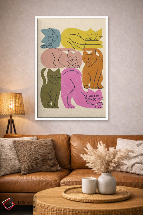 تابلو مینیمال دسته گربه ها یک اثر رنیا ال. تول - D2W