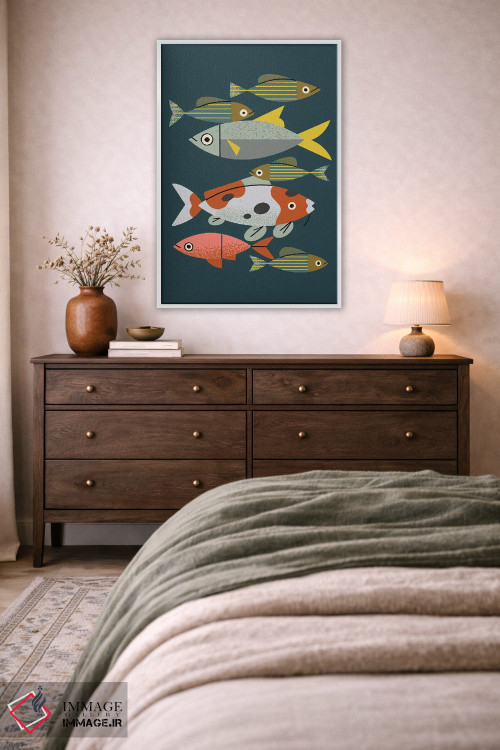 تابلو مینیمال ماهی های برکه اثر رنیا ال. تول - D2W