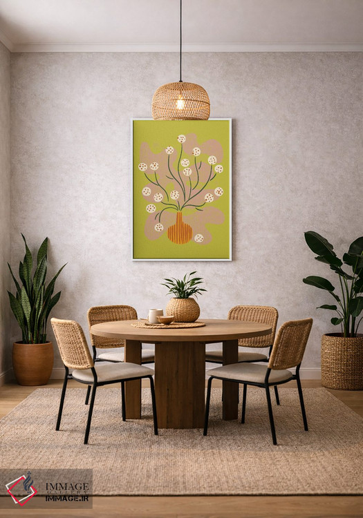 تابلو مینیمال طبیعت بی جان گل گرد اثر رنیا ال. تول - D1W