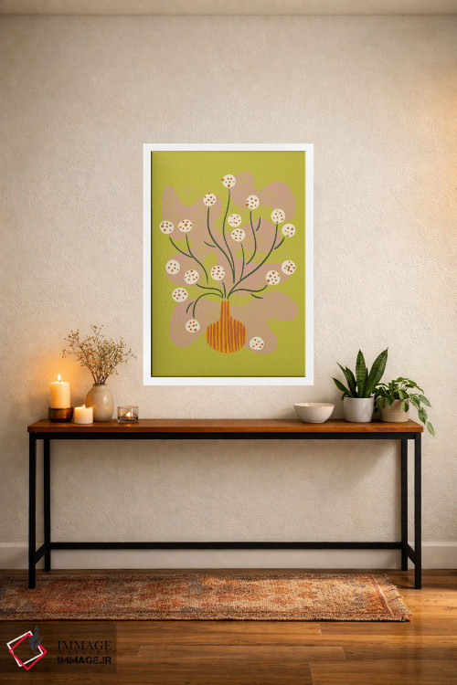 تابلو مینیمال طبیعت بی جان گل گرد اثر رنیا ال. تول - D2W