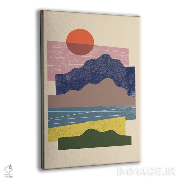 تابلو مینیمال منظره با تکه های رنگی اثر رنیا ال. تول - نمای پرسپکتیو محصول