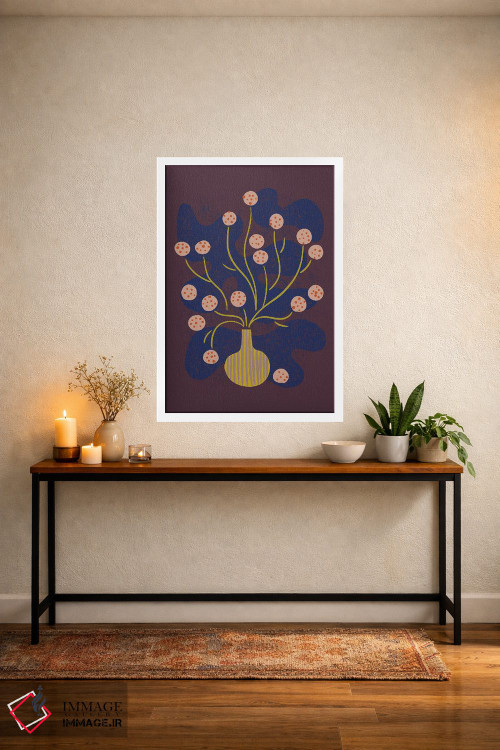 تابلو مینیمال طبیعت بی جان گل گرد اثر رنیا ال. تول - D2W