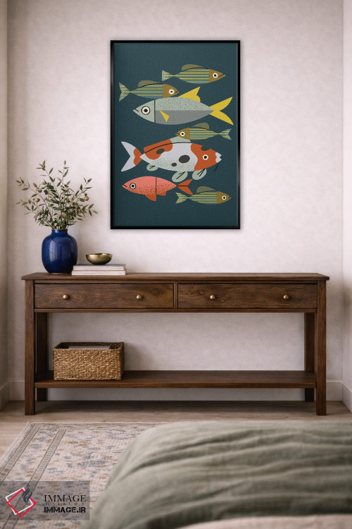 تابلو مینیمال ماهی های برکه اثر رنیا ال. تول - D4B