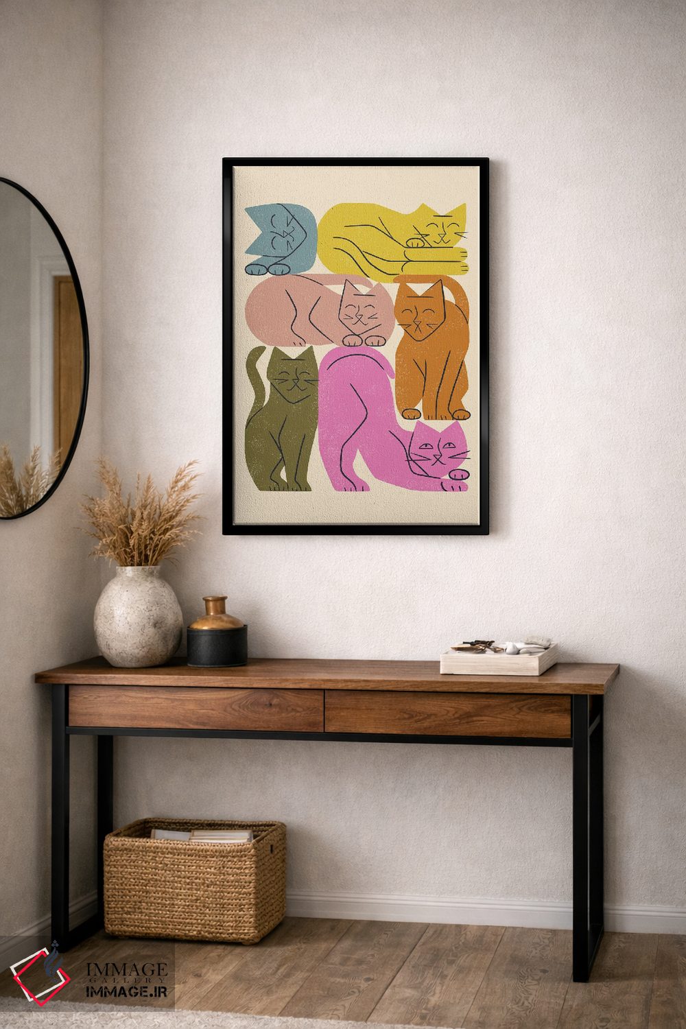 تابلو مینیمال دسته گربه ها یک اثر رنیا ال. تول - D3B