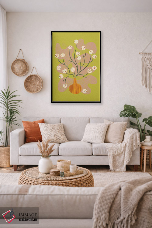 تابلو مینیمال طبیعت بی جان گل گرد اثر رنیا ال. تول - D3B