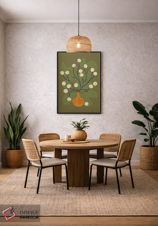 تابلو مینیمال طبیعت بی جان گل گرد اثر رنیا ال. تول - D3B