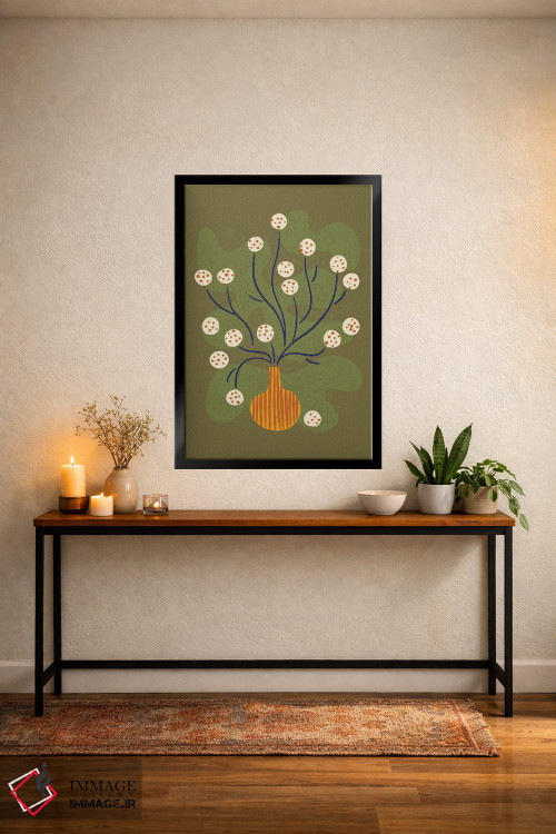 تابلو مینیمال طبیعت بی جان گل گرد اثر رنیا ال. تول - D4B