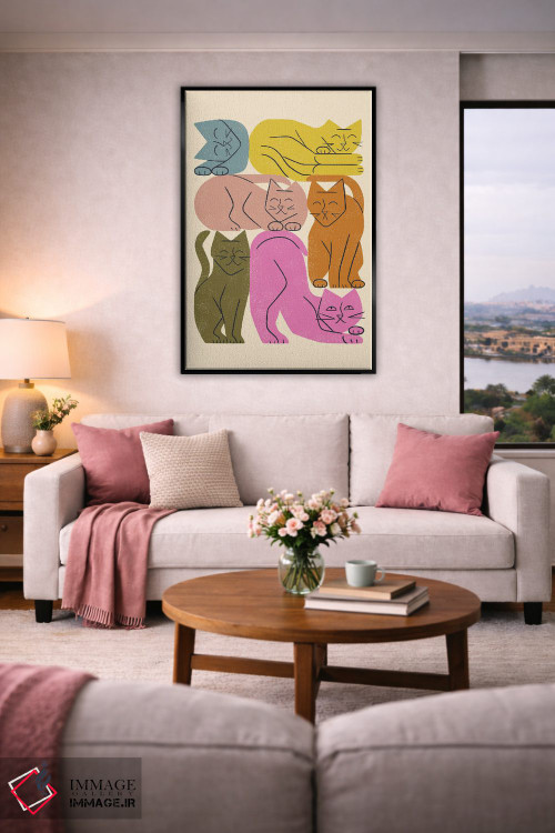 تابلو مینیمال دسته گربه ها یک اثر رنیا ال. تول - D4B