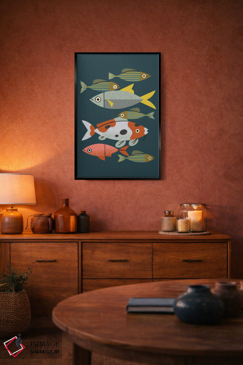 تابلو مینیمال ماهی های برکه اثر رنیا ال. تول - D5B