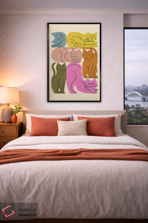 تابلو مینیمال دسته گربه ها یک اثر رنیا ال. تول - D5B