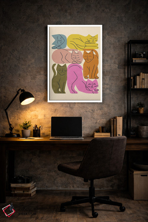 تابلو مینیمال دسته گربه ها یک اثر رنیا ال. تول - D6W
