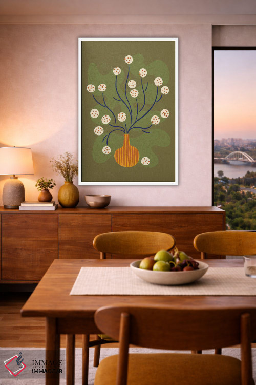 تابلو مینیمال طبیعت بی جان گل گرد اثر رنیا ال. تول - D5W