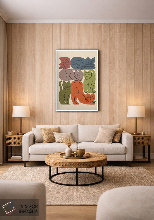 تابلو مینیمال دسته گربه ها یک اثر رنیا ال. تول - D1W