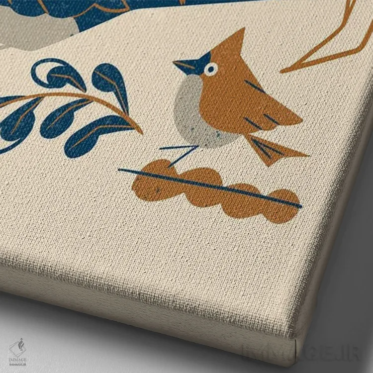 تابلو مینیمال مرغان آوازخوان جنگل اثر رنیا ال. تول - نمای نزدیک بافت بوم