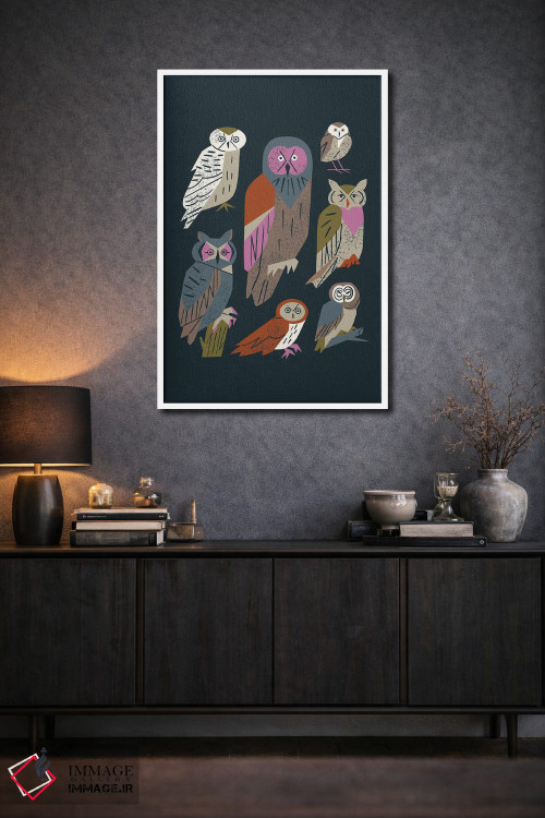 تابلو مینیمال دوستان جغد اثر رنیا ال. تول - D1W