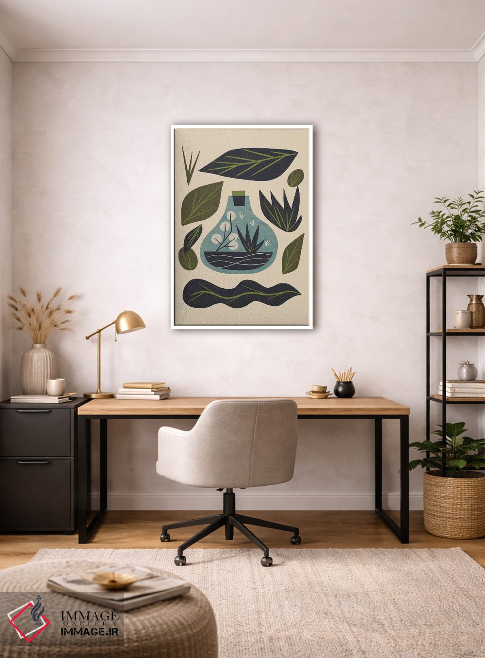 تابلو مینیمال تراریوم و برگ ها اثر رنیا ال. تول - D2W