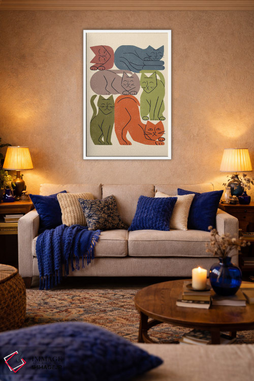 تابلو مینیمال دسته گربه ها یک اثر رنیا ال. تول - D2W