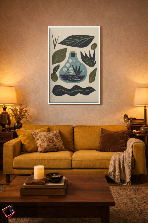 تابلو مینیمال تراریوم و برگ ها اثر رنیا ال. تول - D4W