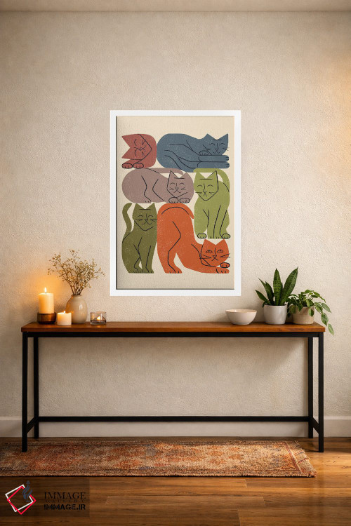 تابلو مینیمال دسته گربه ها یک اثر رنیا ال. تول - D3W