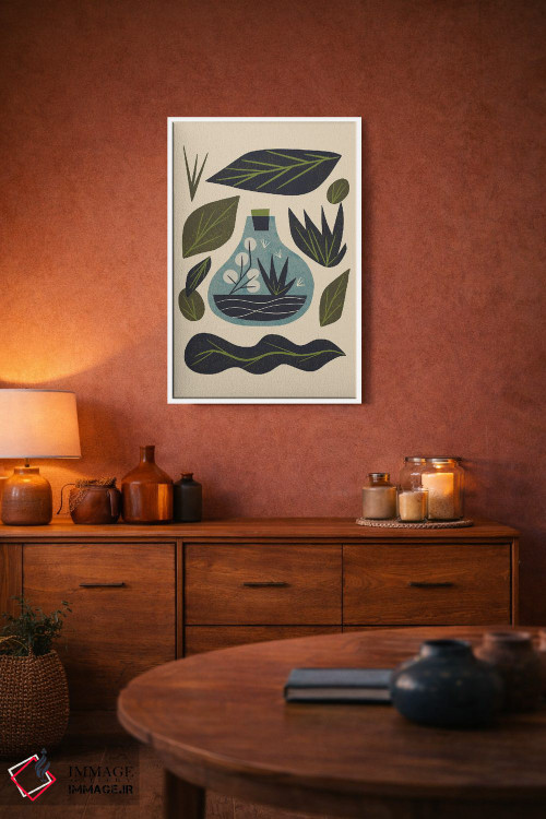 تابلو مینیمال تراریوم و برگ ها اثر رنیا ال. تول - D3W