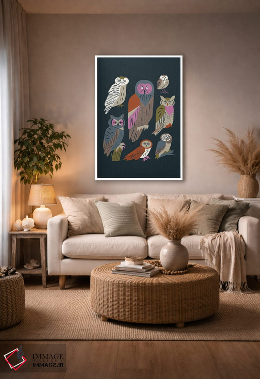 تابلو مینیمال دوستان جغد اثر رنیا ال. تول - D4W