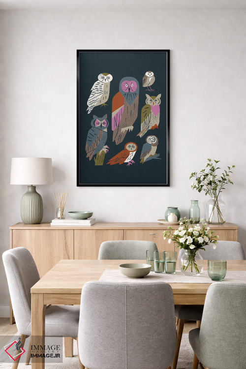 تابلو مینیمال دوستان جغد اثر رنیا ال. تول - D6B