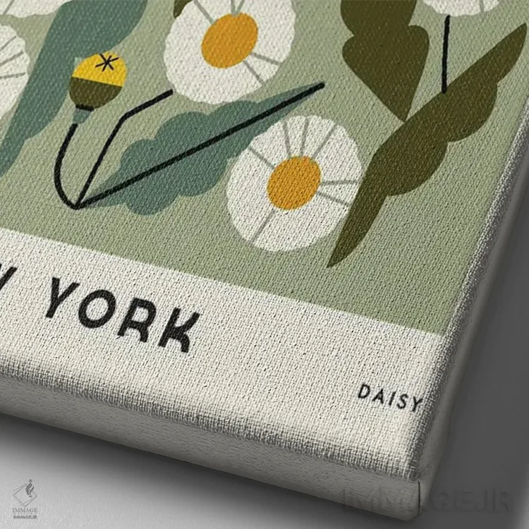 تابلو مینیمال بازار گل یک اثر رنیا ال. تول - نمای نزدیک بافت بوم