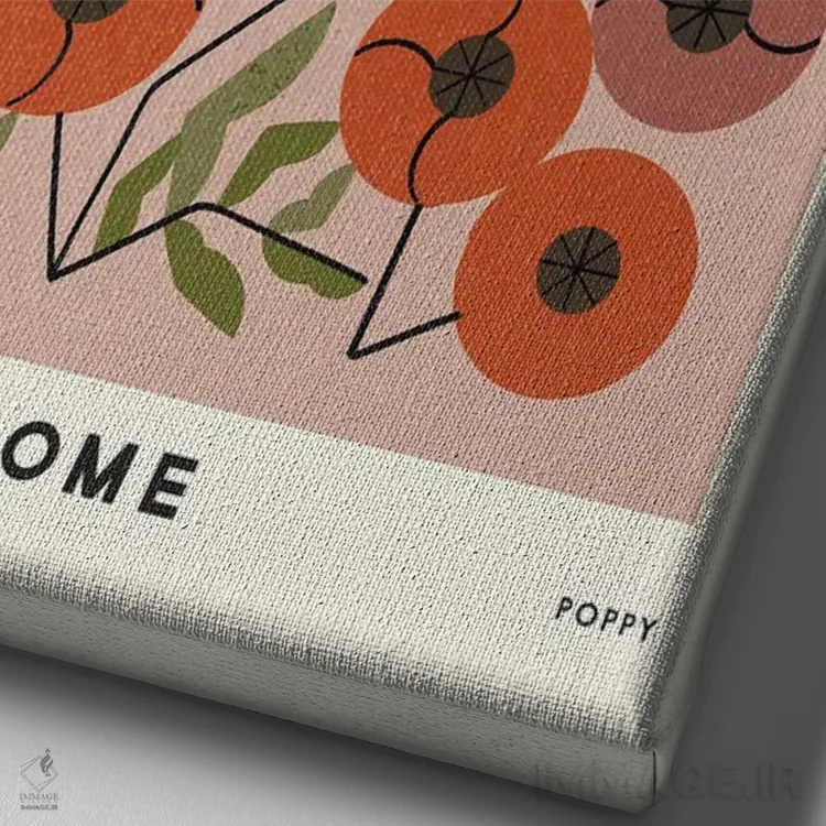 تابلو مینیمال بازار گل دو اثر رنیا ال. تول - نمای نزدیک بافت بوم