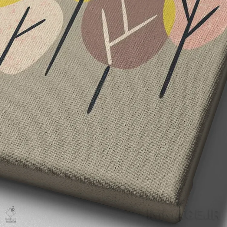 تابلو مینیمال جنگل چندرنگ اثر رنیا ال. تول - نمای نزدیک بافت بوم