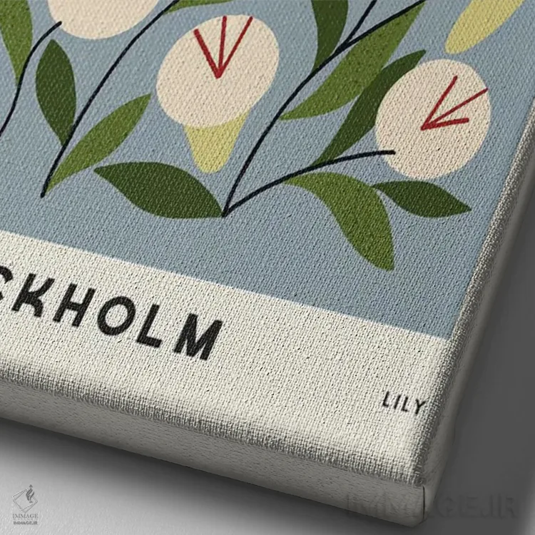 تابلو مینیمال بازار گل پنج اثر رنیا ال. تول - نمای نزدیک بافت بوم