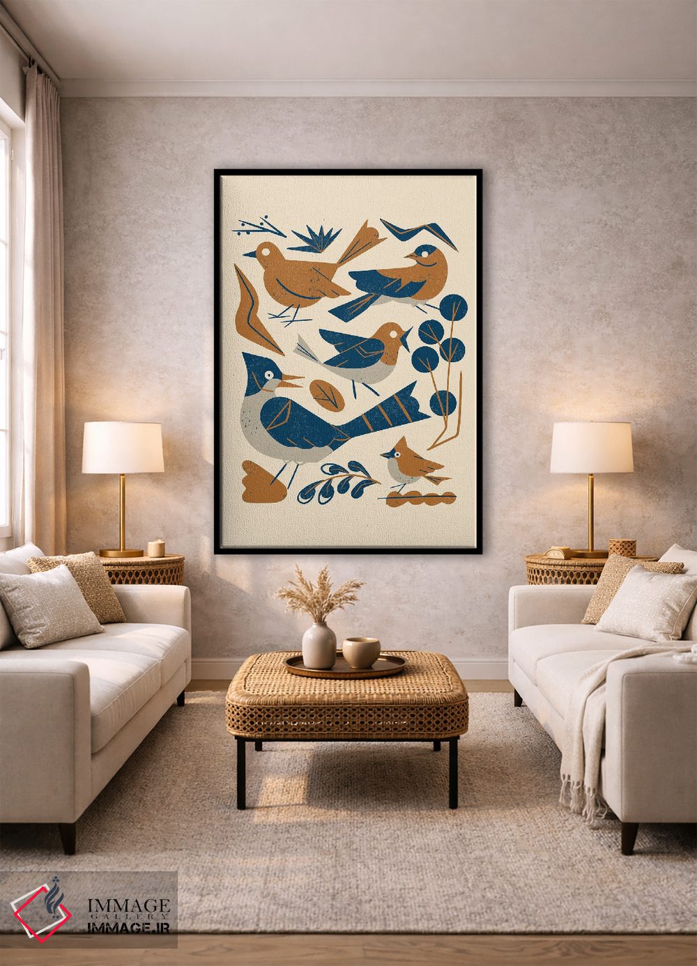 تابلو مینیمال مرغان آوازخوان جنگل اثر رنیا ال. تول - D2B