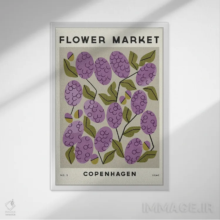 تابلو مینیمال بازار گل سه اثر رنیا ال. تول - نمای قابدار سفید