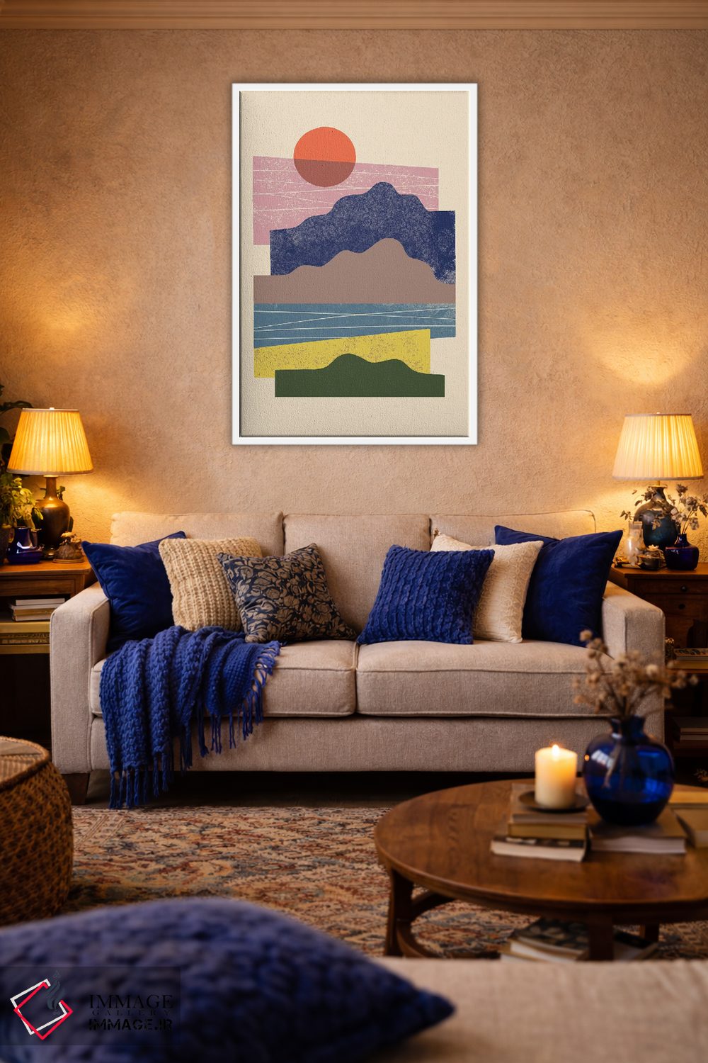 تابلو مینیمال منظره با تکه های رنگی اثر رنیا ال. تول - D4W