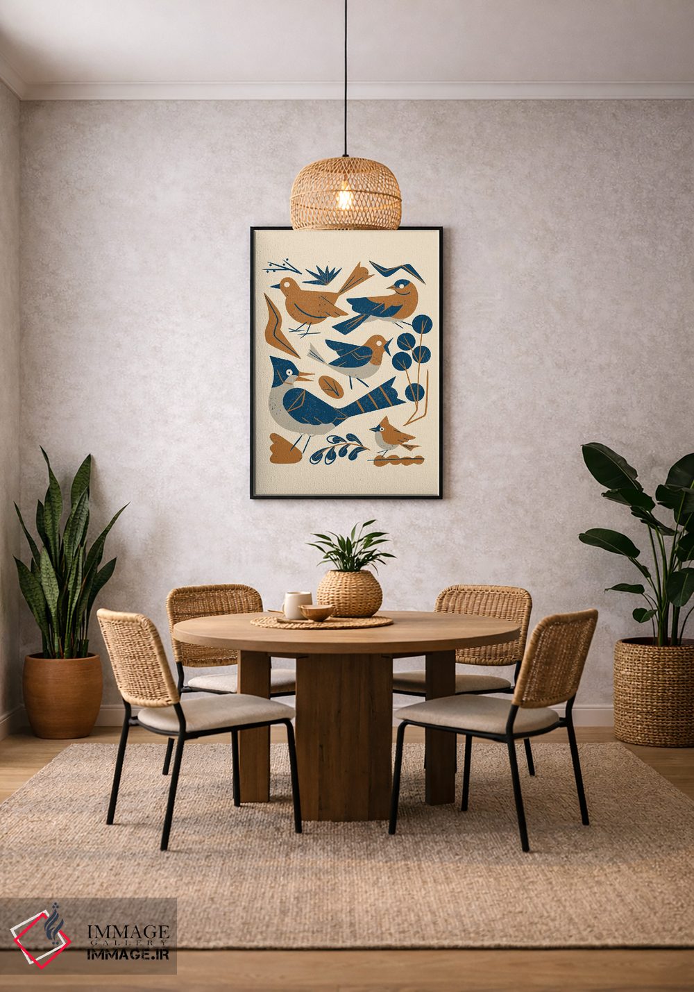 تابلو مینیمال مرغان آوازخوان جنگل اثر رنیا ال. تول - D3B