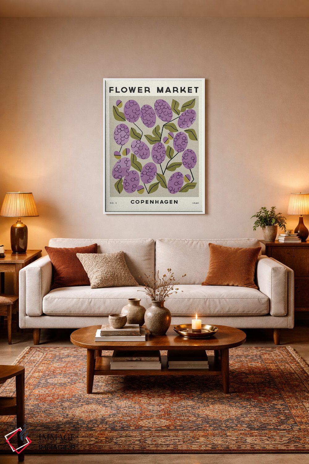 تابلو مینیمال بازار گل سه اثر رنیا ال. تول - D1W