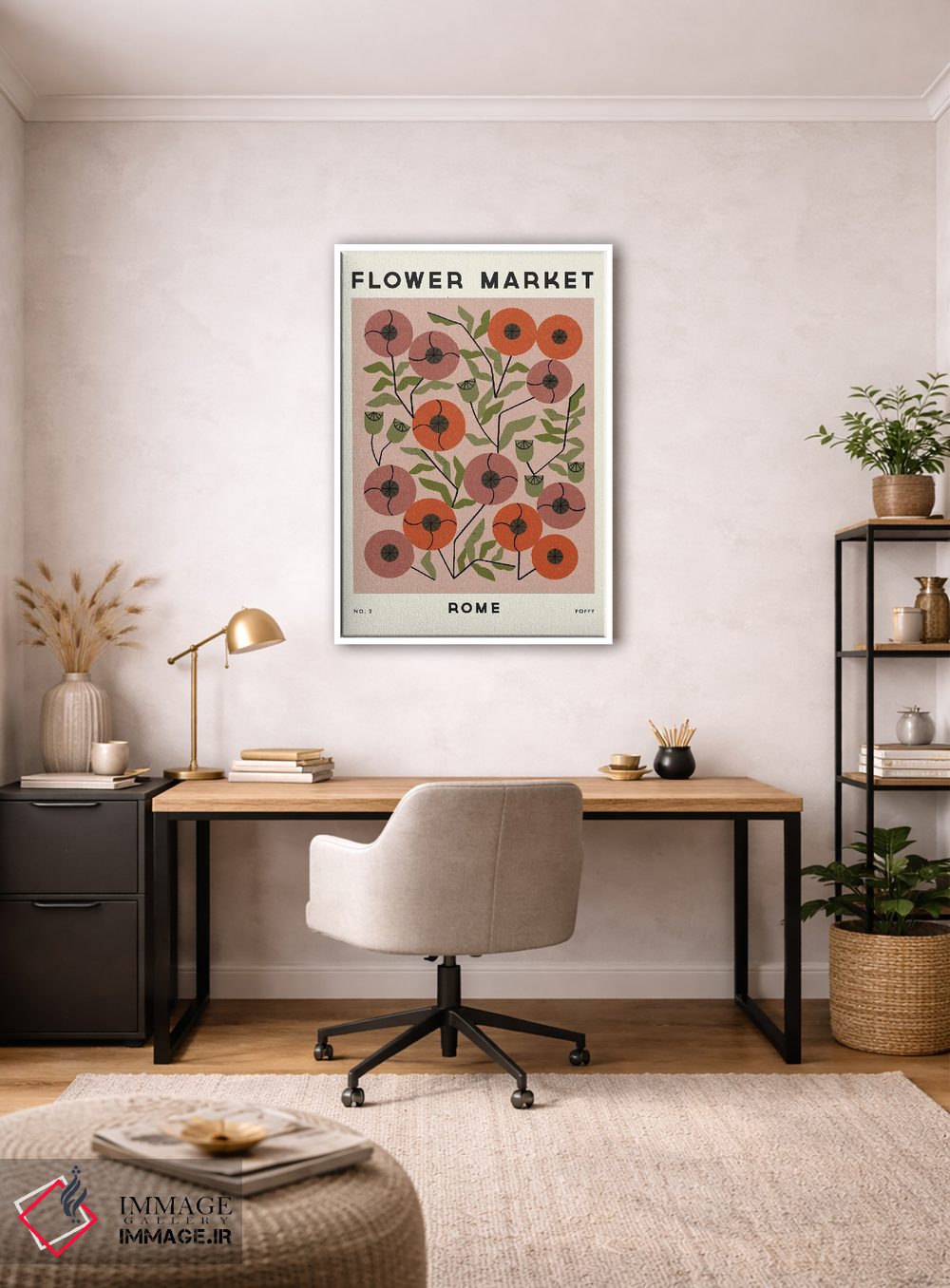 تابلو مینیمال بازار گل دو اثر رنیا ال. تول - D2W