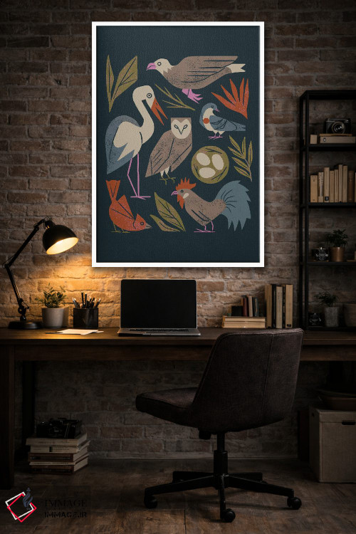 تابلو مدرن دوستان پرنده اثر رنیا ال. تول - D3W