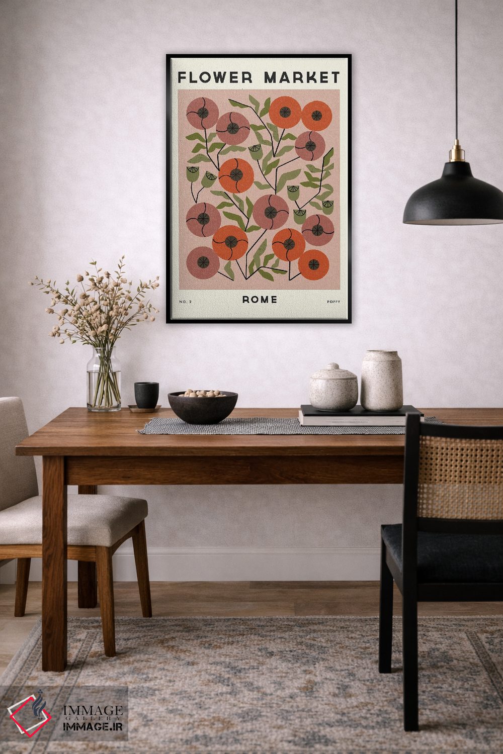 تابلو مینیمال بازار گل دو اثر رنیا ال. تول - D5B