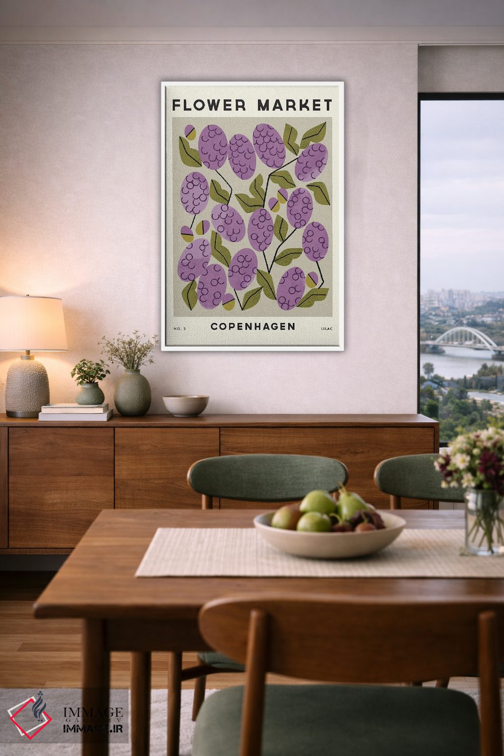 تابلو مینیمال بازار گل سه اثر رنیا ال. تول - D6W