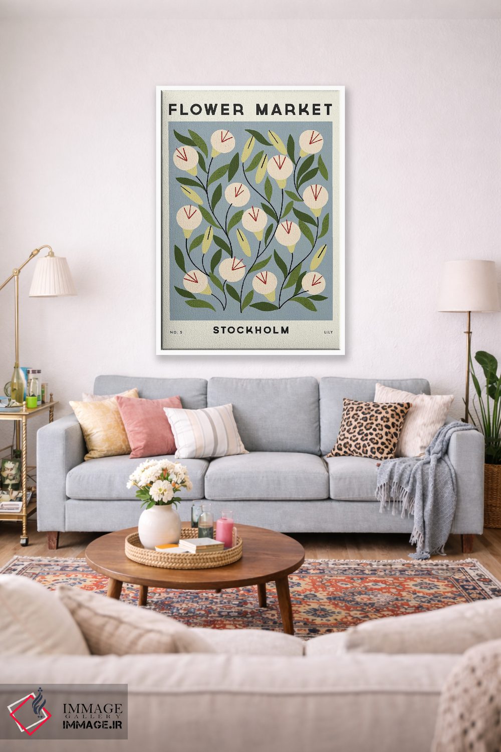 تابلو مینیمال بازار گل پنج اثر رنیا ال. تول - D1W