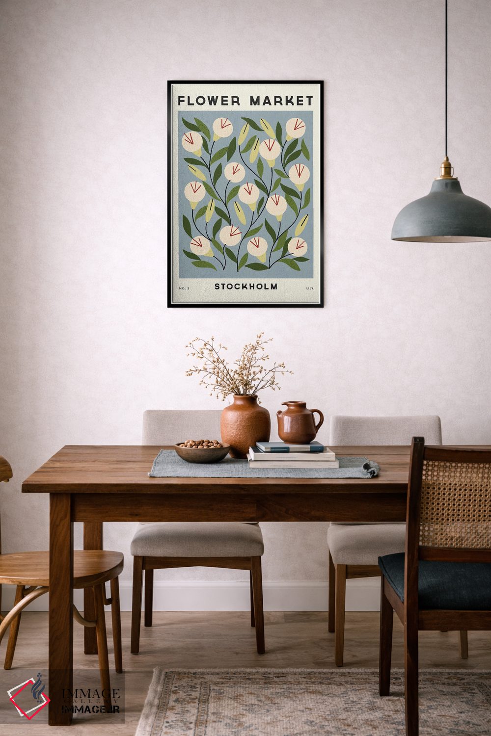 تابلو مینیمال بازار گل پنج اثر رنیا ال. تول - D5B