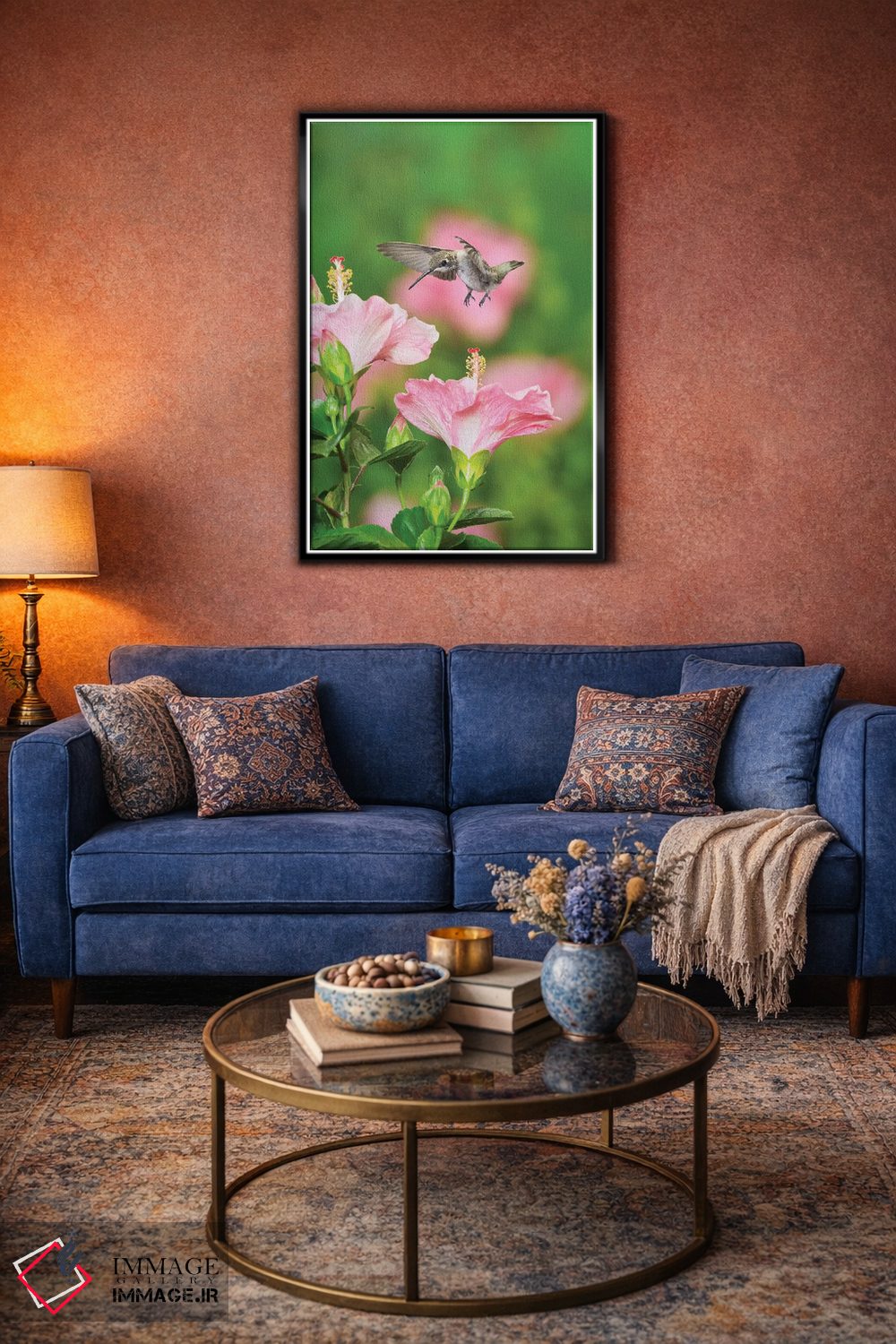 تابلو دکوراتیو Hill Country, Texas, USA,مرغ مگس خوار گلوی یاقوتی نر جوان… اثر رولف نوسباومر - D4B