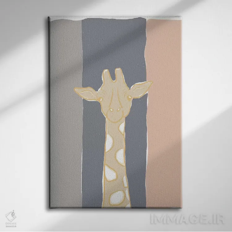 تابلو مینیمال باغ وحش پاستلی ۲ اثر راب دلما تر - نمای روبهرو روی دیوار