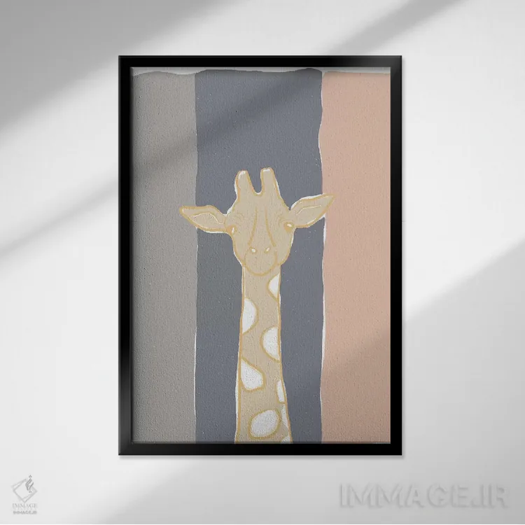 تابلو مینیمال باغ وحش پاستلی ۲ اثر راب دلما تر - نمای قابدار مشکی