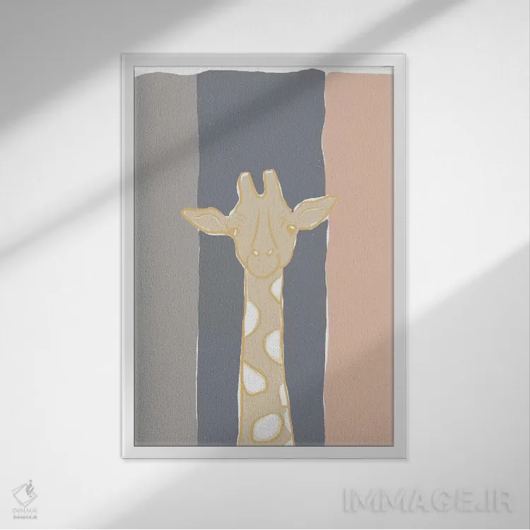 تابلو مینیمال باغ وحش پاستلی ۲ اثر راب دلما تر - نمای قابدار سفید