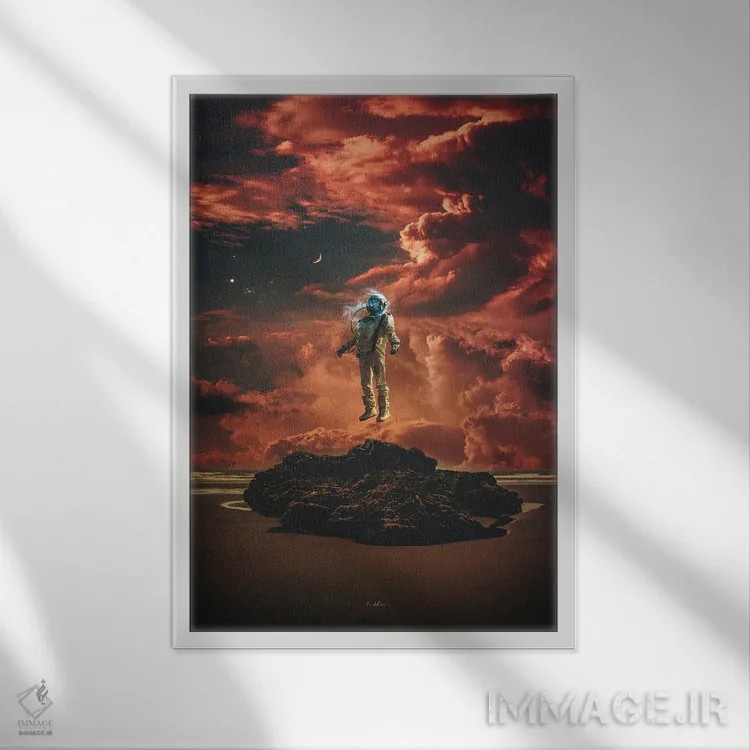 تابلو دکوراتیو یا زمین گیر می مانی یا دوباره قد برمی افرازی اثر راب هاکمو - نمای قابدار سفید